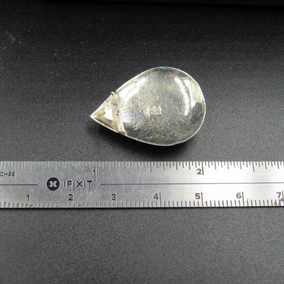 Sterling Silver Tear Shaped Pink Shell Inlay Earrings Vintage - Picture 5 of 6